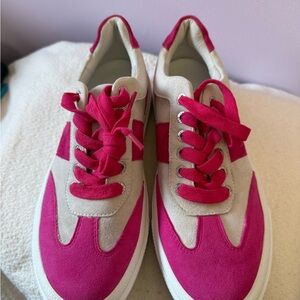 J Slides Pink and Cream Sneakers